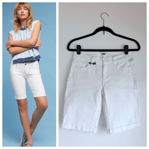 NWOT Paige Denim Women's Jax Mid-Rise Knee Length Shorts in White Size 25 - Picture 1 of 12